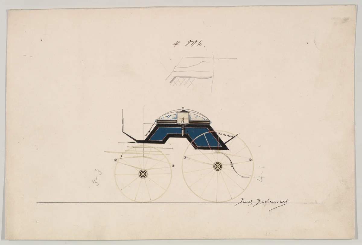 Dog Cart (Phaeton) #806 by Brewster & Co., drawing, 1850-1870