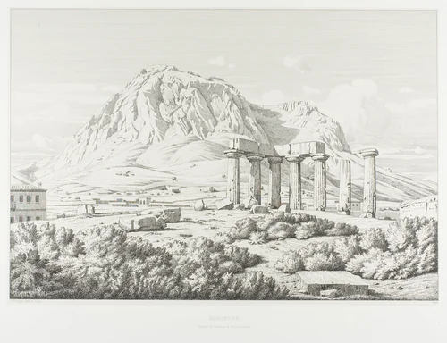 Corinth: Temple of Neptune and the Acrocorinth by Théodore Caruelle d' Aligny, print, 1846