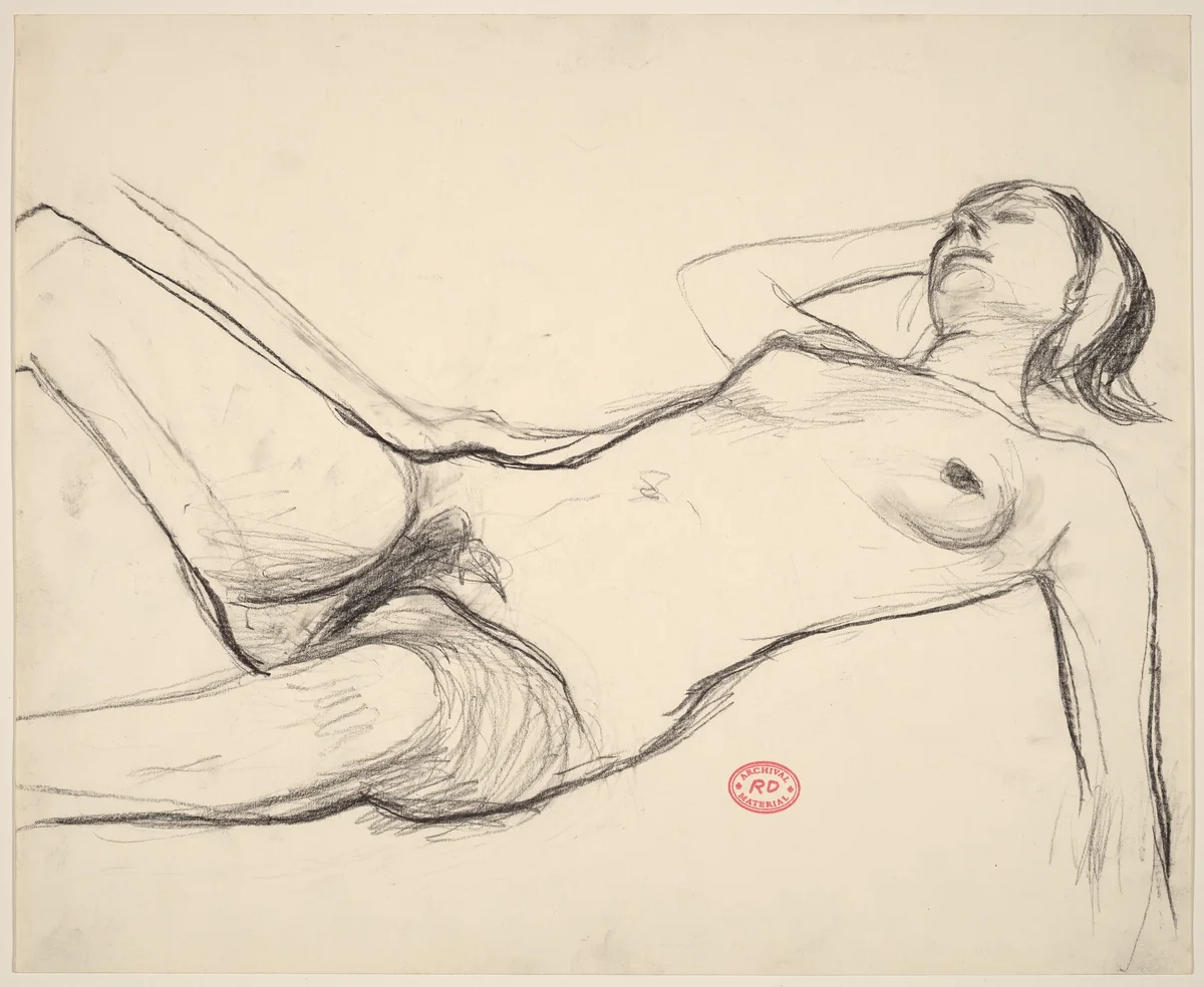 Untitled [reclining nude wearing a headband] by Richard Diebenkorn, drawing, 1955-1967