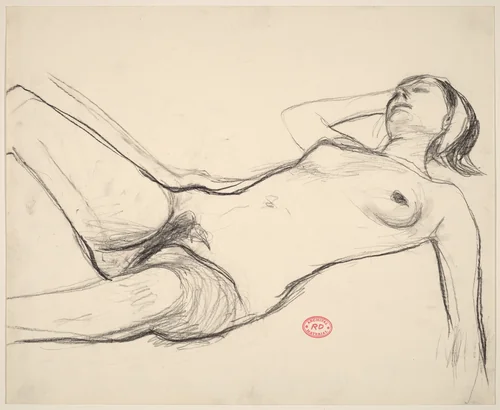 Untitled [reclining nude wearing a headband] by Richard Diebenkorn, drawing, 1955-1967