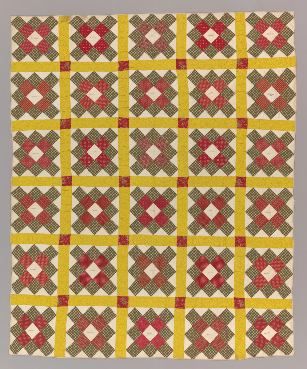 Bedcover ("Album Patch" or "Signature" Quilt) by Hunderdon County, textile, 1847