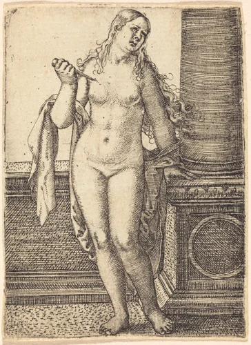 Lucretia Standing at a Column by Barthel Beham, print, 1519-1529