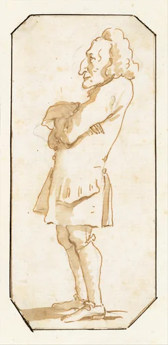 Caricature of a Man with His Arms Folded, Standing in Profile to the Left by Giovanni Battista Tiepolo, drawing, 1755-1765