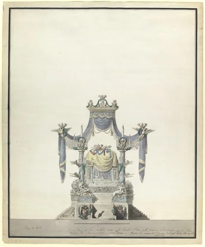 Catafalque for the Empress Catherine the Great of Russia (Front Elevation). by Vincenzo Brenna, drawing, 1796