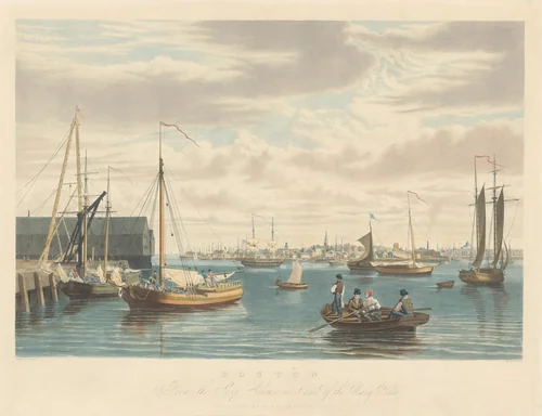 Boston: From the Ship House West End of the Navy Yard by William James Bennett, print, 1833