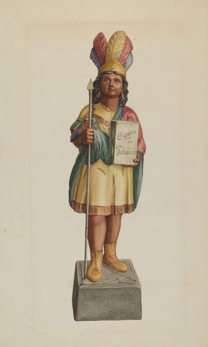 Cigar Store Indian by Lucille Lacoursiere, index of american design, 1938
