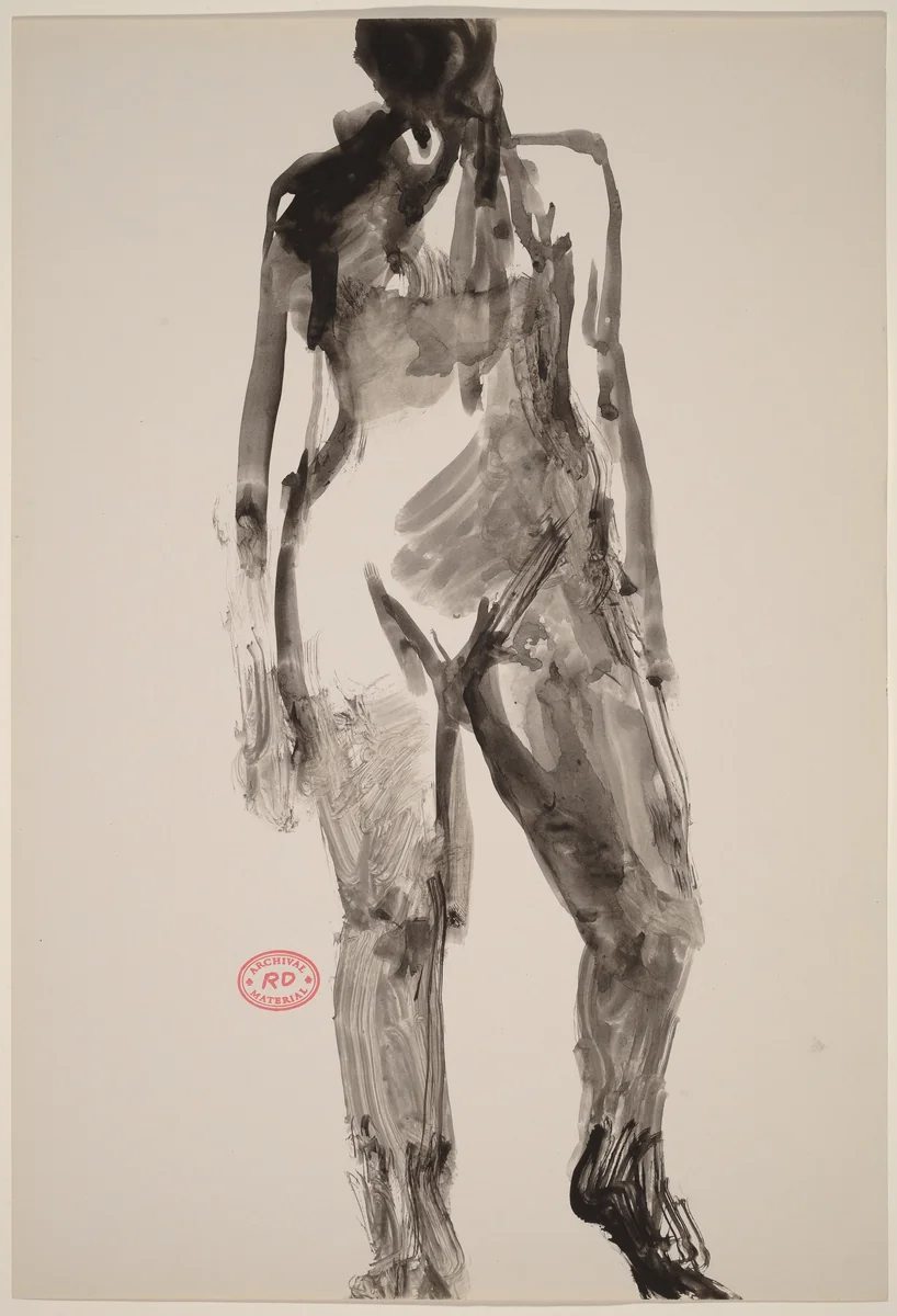 Untitled [front view of a standing female nude] by Richard Diebenkorn, drawing, 1955-1967