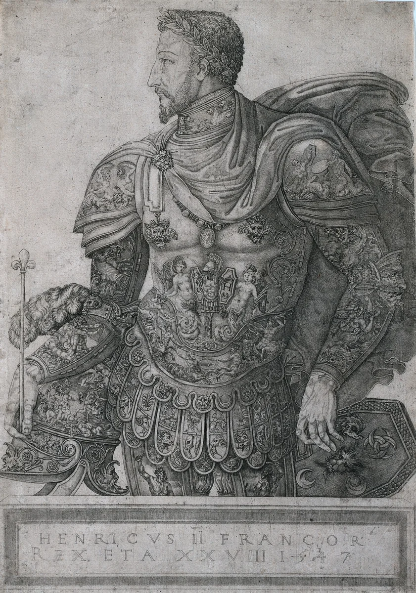 Henri II, King of France, at the age of 28 by Nicolo della Casa, print, 1547