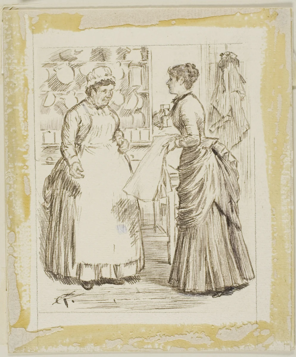 In the Kitchen by Charles Samuel Keene, drawing, 1843-1891