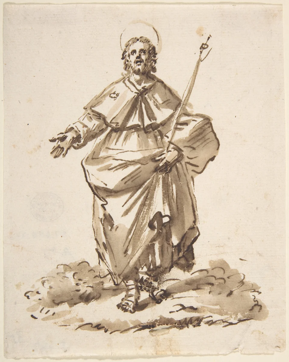 Sketch of a Standing Male Saint by anonymous, drawing, 1795-1805