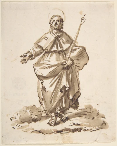 Sketch of a Standing Male Saint by anonymous, drawing, 1795-1805