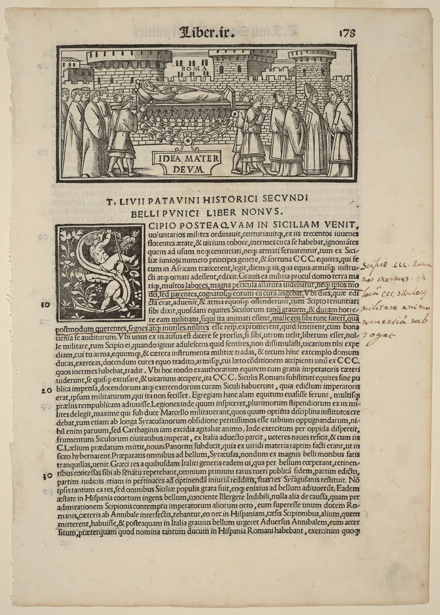 Page from Livius Historiabum Libri by Andrea Zoan, print, 1520