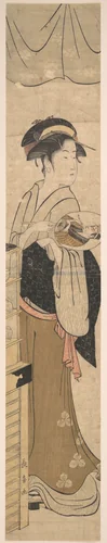 Young Lady with Fan by Eishōsai Chōki, print, 1771-1835