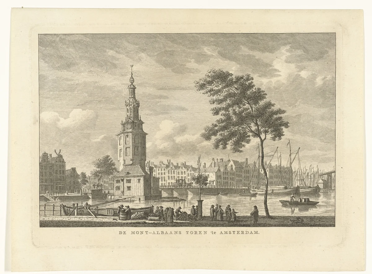 Gezicht op de Montelbaanstoren te Amsterdam by Carel Frederik Bendorp, print, 1786-1792