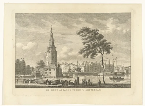 Gezicht op de Montelbaanstoren te Amsterdam by Carel Frederik Bendorp, print, 1786-1792