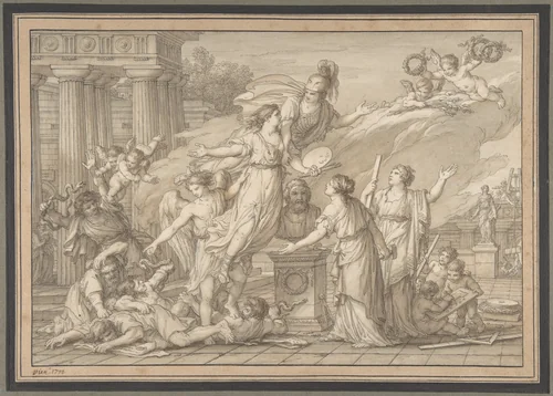Allegory of the Arts by Joseph-Marie Vien, drawing, 1796