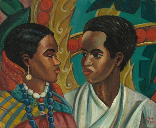 The Lovers (Somali Friends) by Lois Mailou Jones, painting, 1950
