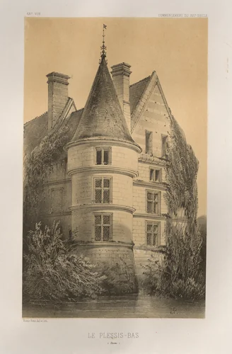 Architecture Pittoresque ou Monuments des XVeme. Et XVIeme. Siecles: Chateaux de France des XV et XVI Siecles: Pl. 68, Le Plessis-Bas (Aisne) by Victor Petit, print, 1860