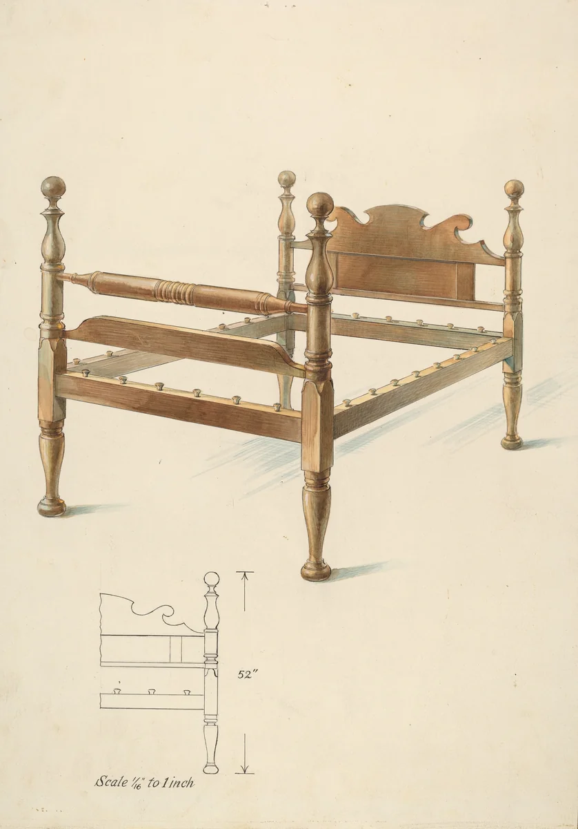 Bishop Hill: Bed by Alfred Koehn, index of american design, 1936