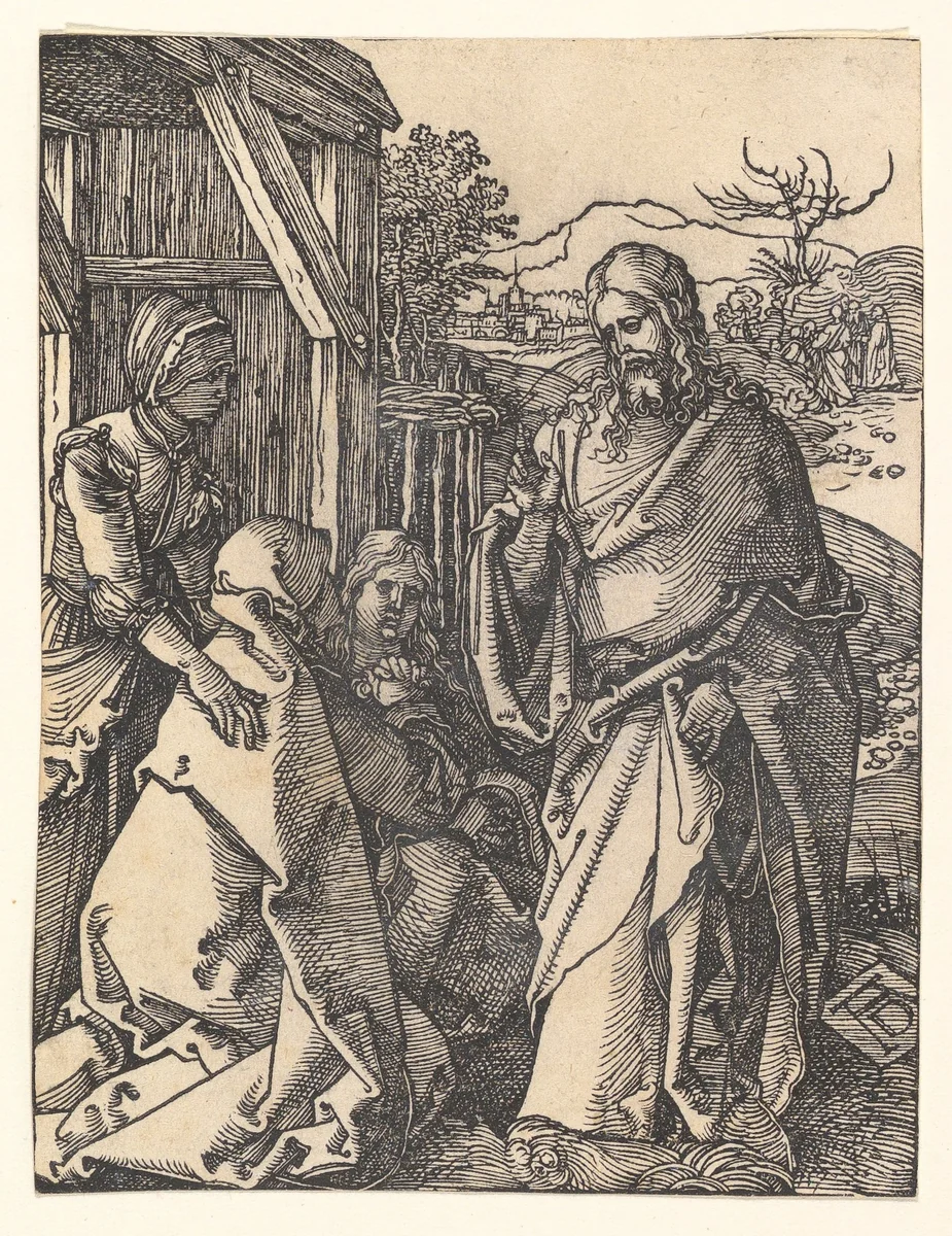 Christ Taking Leave from his Mother, from "The Small Passion" by Albrecht Dürer, print, 1508-1509