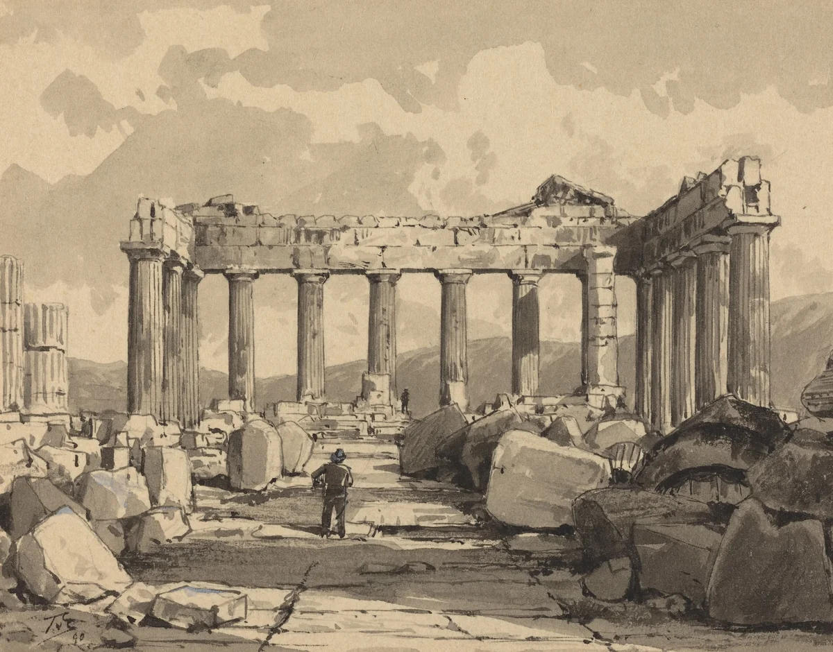 Parthenon, Inside by Themistocles von Eckenbrecher, drawing, 1890