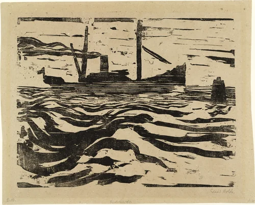 Fishing Steamer (Fischdampfer) by Emil Nolde, print, 1910