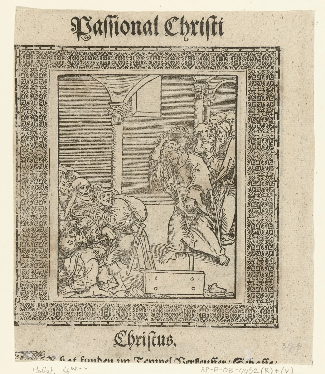 Christus verdrijft de geldwisselaars uit de tempel by Lucas Cranach, print, 1521-1522