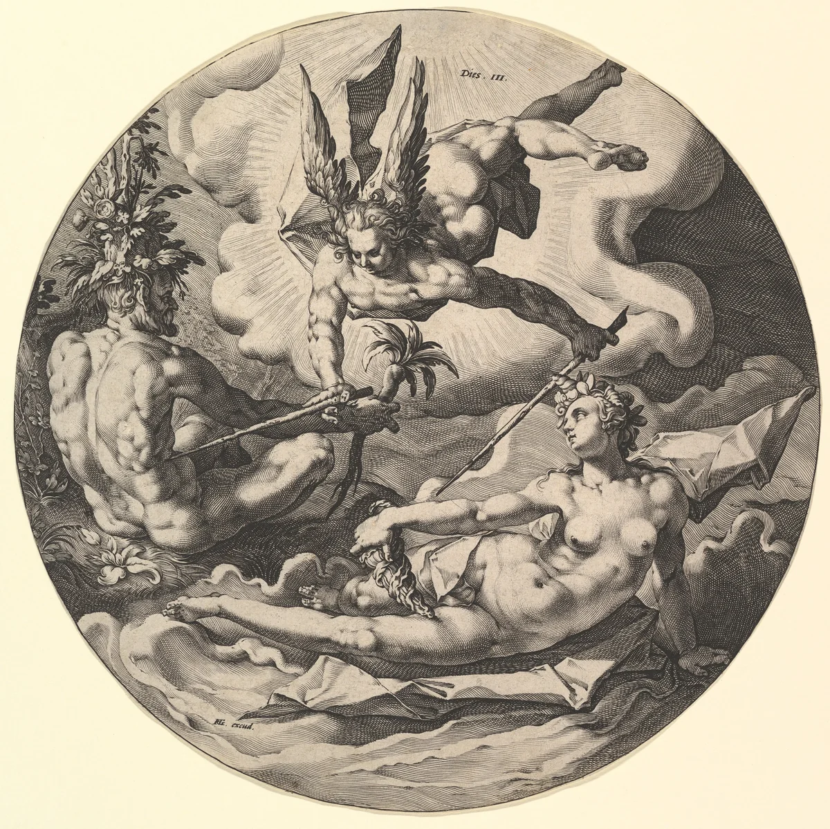 The Third Day ( Dies III): The Separation of Land and Sea, from "The Creation of the World" by Jan Muller, print, 1589
