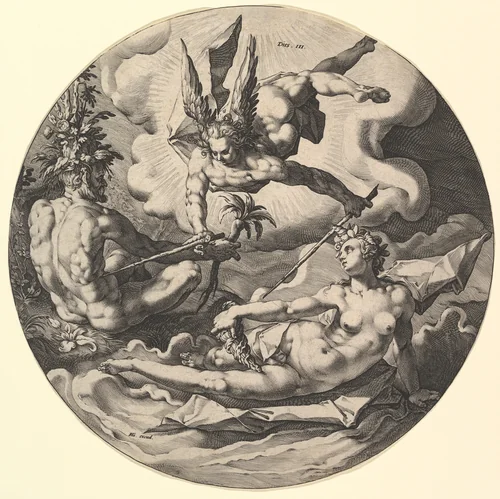The Third Day ( Dies III): The Separation of Land and Sea, from "The Creation of the World" by Jan Muller, print, 1589