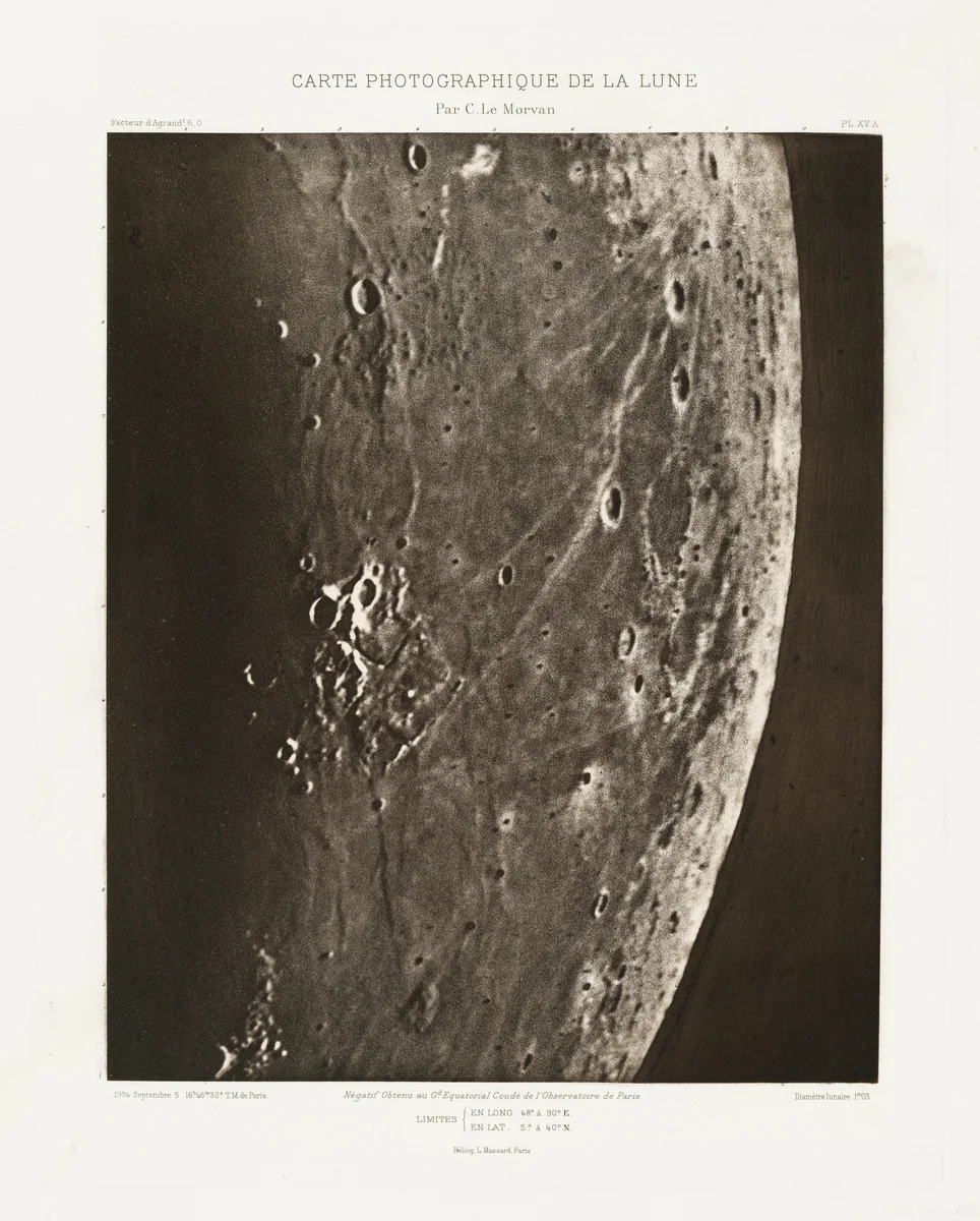 Carte photographique de la lune, planche XV.A (Photographic Chart of the Moon, plate XV.A) by Charles Le Morvan, photograph, 1904-1914