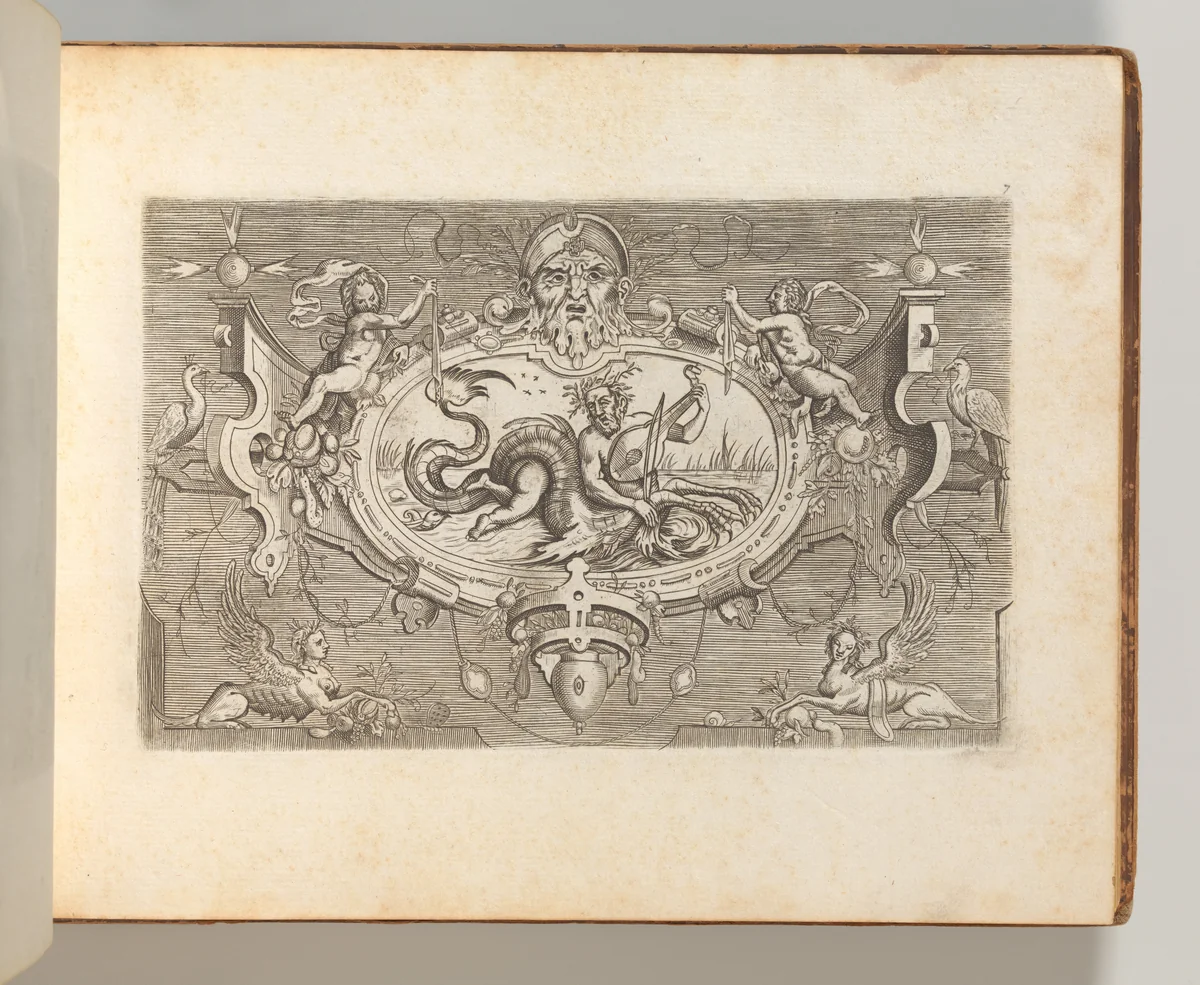 Targhe ed altri ornati di varie e capricciose invenzioni (Cartouches and other ornaments of various and capricious invention, page 7) by Jacob Floris, book, 1773
