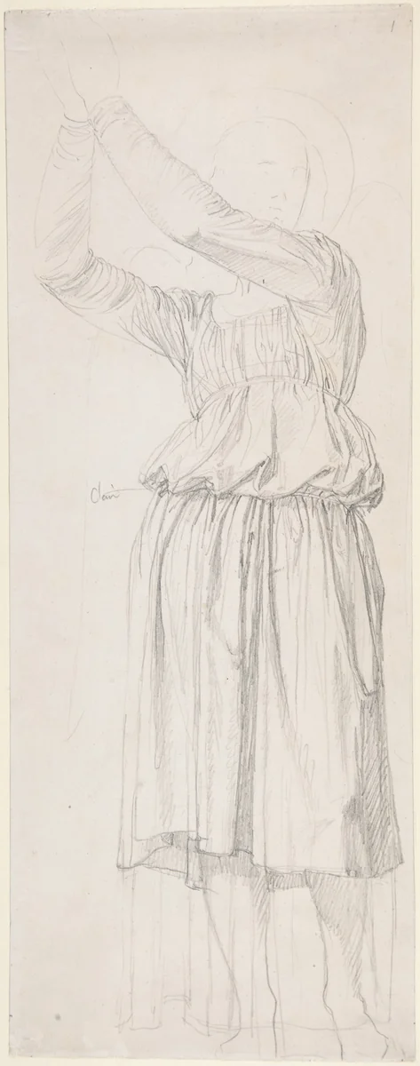 The Archangel Raphael (Study for a stained-glass window in the chapel of Notre-Dame de la Compassion-Saint-Ferdinand, Neuilly) by Jean-Auguste-Dominique Ingres, drawing, 1837-1847