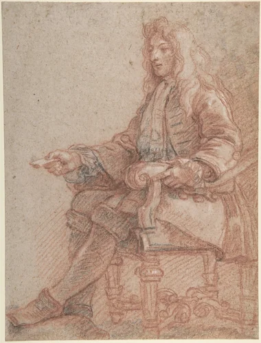 Gentleman Seated in an Armchair by Charles de La Fosse, drawing, 1690-1710