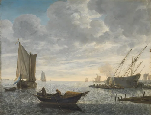 Caulking of a Vessel by Lieve Pietersz. Verschuier, painting, 1660-1686