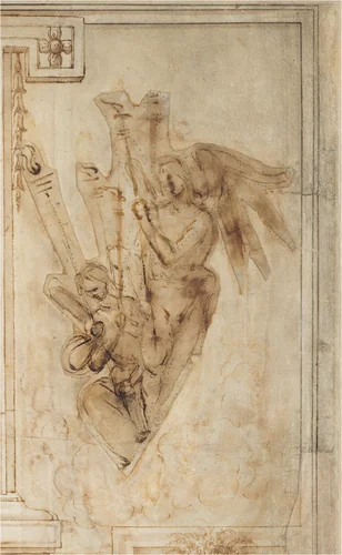 Two Angels Carrying Torches by Filippino Lippi, drawing, 1501