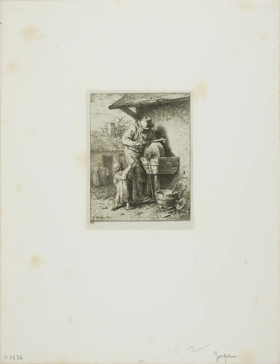 The Knife-Grinder by Charles-Émile Jacque, print, 1850