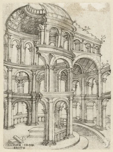 Vervallen klassieke tempel by anonymous, print, 1500-1549