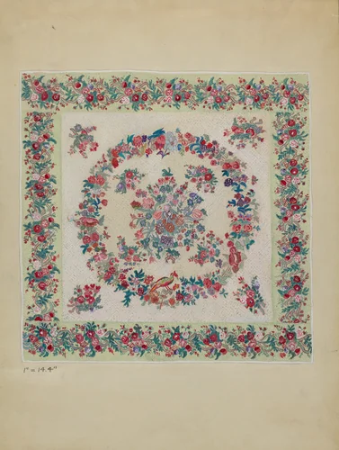 Applique Quilt by Hollmana, index of american design, 1935-1942