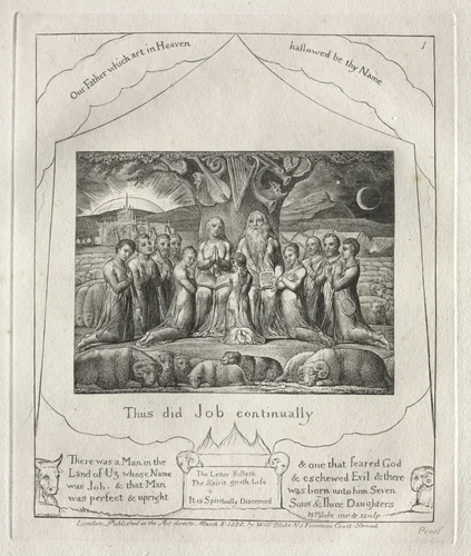 The Book of Job: Pl. 1, Thus did Job continually by William Blake, other, 1825