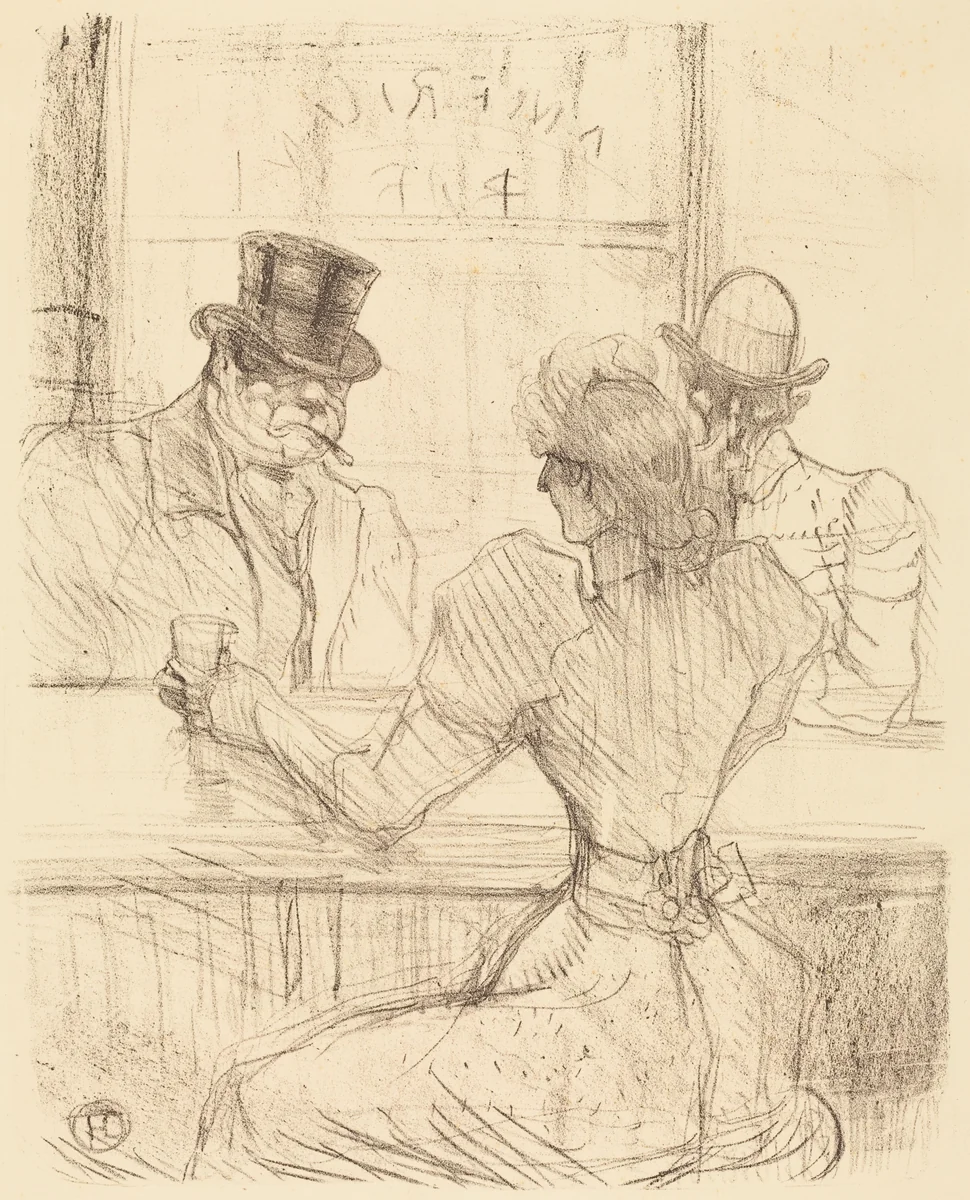 At the Picton Bar, rue Scribe (Au bar Picton, rue Scribe) by Henri de Toulouse-Lautrec, print, 1896