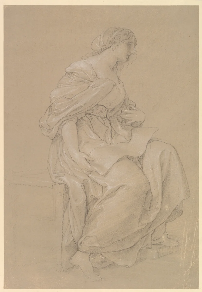 Study of a Seated Woman by Angelica Kauffmann, drawing, 1790-1791