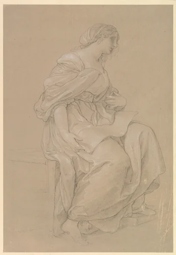 Study of a Seated Woman by Angelica Kauffmann, drawing, 1790-1791