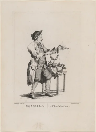 Wälsche Würste kauft! (Sausage Seller) by Carl Conti
Johann Christian Brand, print, 1775