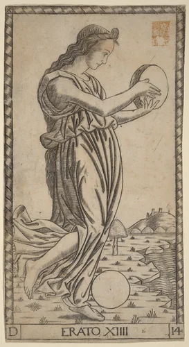Erato by Master of the S-Series Tarocchi, print, 1470
