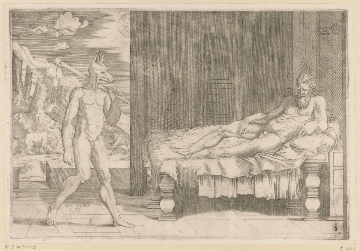 Lycaon en Jupiter by Unknown, print, 1524