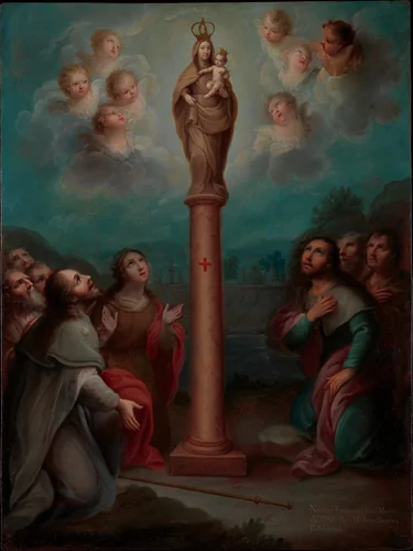 The Apparition of the Virgin of El Pilar to St. James by Nicolás Enríquez, artwork, 1773