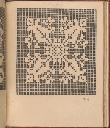 Les Singuliers et Nouveaux Portraicts... page 51 (recto) by Federico de Vinciolo, book, 1588