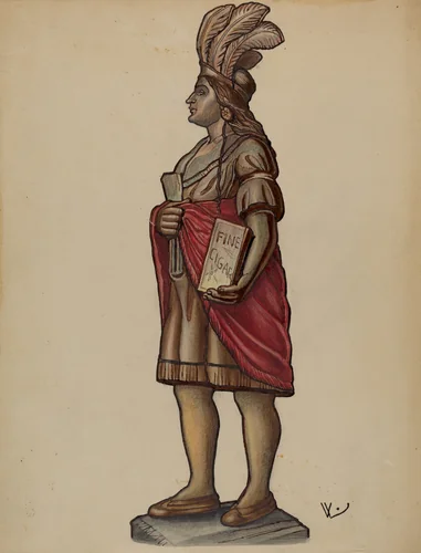 Cigar Store Indian by Bernard Westmacott, index of american design, 1936