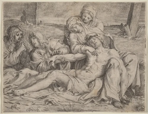 Pietà (the "Christ of Caprarola") by Annibale Carracci, print, 1597