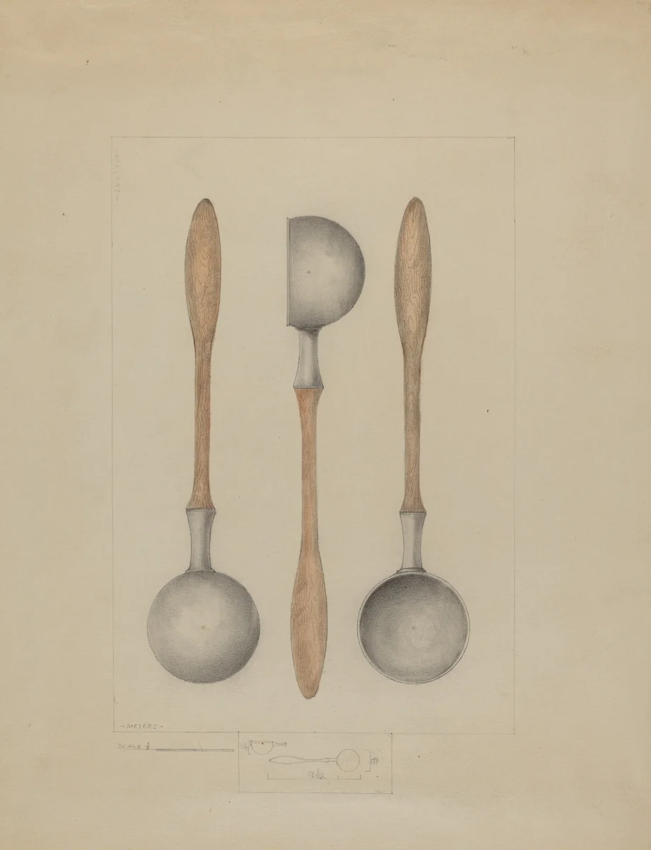 Pewter Ladle by Henry Meyers, index of american design, 1936